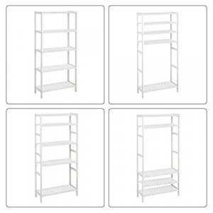 Raft pentru baie, 4 polițe Model Ahmed, Alb, 130x26x60 cm - Img 6