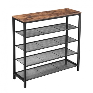 Raft pentru Pantofi Model Jesse, Maro rustic, 100x30x92.5 cm - Img 1
