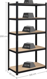 Raft Songmics, 5 rafturi, 50 x 100 x 200 cm, GLR050B01 - Img 2