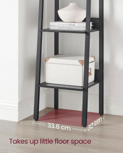 Raft tip Scară cu 5 Polițe Model Jovie, Maro/Negru, 33.8x30x170 cm - Img 4