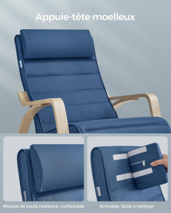 Scaun balansoar, Songmics, Albastru, 121.5x67x84 cm - Img 7