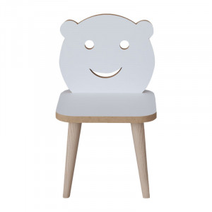 Scaun copii Model Jerry, Alb/Natur, 30x30x52 cm - Img 3