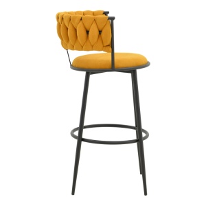 Scaun de bar Alkia, galben/negru, 50x56x95 cm - Img 3
