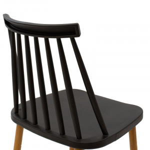 Scaun de bar Aurora plastic negru - culoare lemn natural 42x49x109cm - Img 6