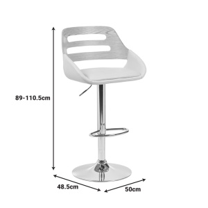 Scaun de bar Fern, gri/bej, 50x48.5x110.5 cm - Img 6