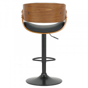 Scaun de bar, inaltime ajustabila, Model Hadley, Nuc/Negru, 54x59x113 cm - Img 2