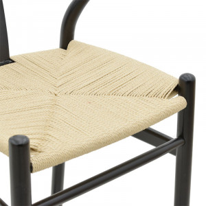 Scaun de bar Model Wishbone, Natur/Negru, 53x54x107 cm - Img 5