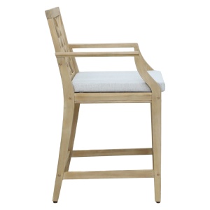 Scaun de bar pentru exterior, Model Amalfi, culoare bej si natural, lemn masiv de salcam, 59x63.5x104.9 cm - Img 4