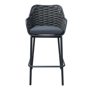 Scaun de bar pentru exterior Model Zuki, Gri, 55x54x109 cm - Img 4