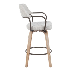 Scaun de bar rotativ Tertia, bej/maro, 54x52x98 cm - Img 3