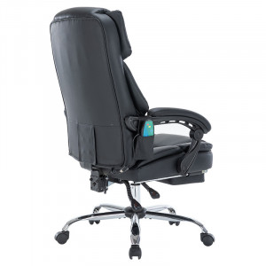 Scaun de birou pentru director Thrive Premium Quality mecanism de masaj de calitate superioara - incalzit spate piele ecologica negru - Img 3