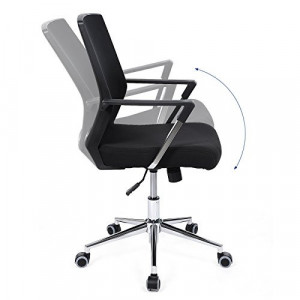 Scaun de birou, Songmics, Negru, 61x55x(92-102) cm - Img 3