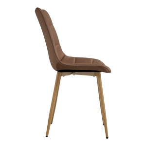 Scaun dining Berne, tapițat cu catifea, Maro/Natur, 53 × 57 × 87 cm - Img 4