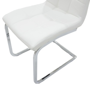 Scaun dining Darrell, tapițat cu piele ecologică, cadru metalic cromat, Alb/Crom, 42 × 49 × 106 cm - Img 7