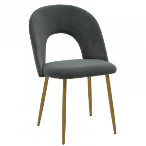 Scaun Jonah catifea gri inchis picioare culoare lemn natural 55x57x87cm