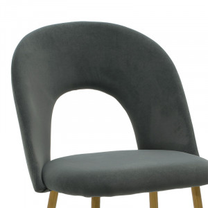 Scaun Jonah catifea gri inchis picioare culoare lemn natural 55x57x87cm - Img 5