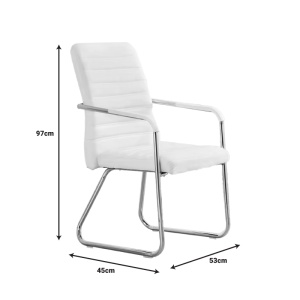 Scaun pentru vizitatori Sefine, alb/crom, 53x45x97 cm - Img 3