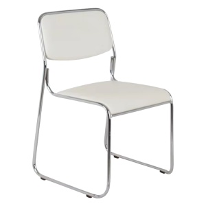 Scaun stivuibil Randin, alb/crom, 42x44x77 cm