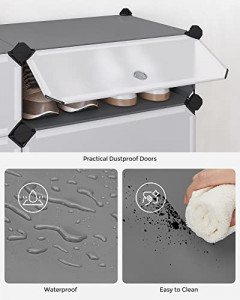 Set 10 cuburi din plastic pentru depozitare, Songmics, Gri, 43x31x173 cm - Img 6