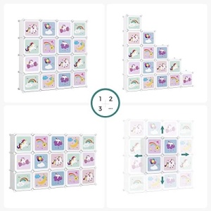 Set 16 cuburi modulare pentru depozitare, Songmics, Alb, 123x31x123 cm - Img 4