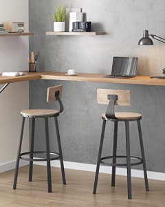 Set 2 scaune de bar Model Crosby, Negru/Alb fildes, 54x54x99 cm - Img 3