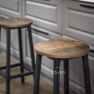Set 2 scaune de bar Model Kimberly, Maro rustic/Negru, 30x30x65 cm - Img 6