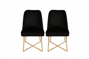 Set 2 scaune Model Madrid, Negru/Gri/Auriu, 50x49x90 cm - Img 2