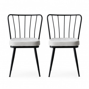 Set 2 scaune Model Star, Alb/Negru, 43x42x82 cm - Img 1