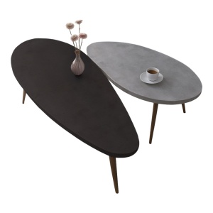 Set 2Masute de Cafea Model Monty, Negru/Gri, 116x46x46 cm - Img 4