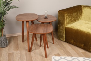 Set 3 Masute de Cafea Model Graham, 41x39x47/41x39x53/41x39x59 cm, Nuc, Lemn - Img 1