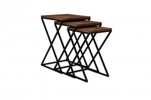 Set 3 Masute de Cafea Model Mack, 40x40x60.8/36x36x56.3/32x32x51.8 cm, Nuc - Img 3