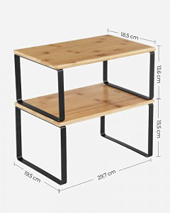 Set 4 Rafturi organizatoare pentru Bucatarie Model Tristen, Natural/Negru, 30x20x15 cm - Img 7