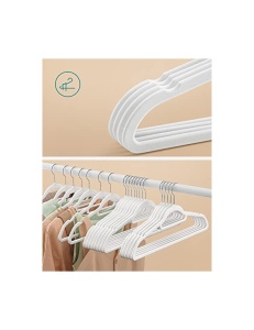 Set 50 umerașe din catifea, antialunecare, cârlig rotativ 360°, Alb/Argintiu, 43,5 × 22,5 × 0,6 cm - Img 3