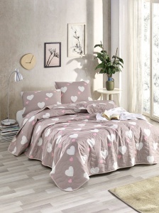 Set Cuvertura Pat Dublu Model Herz Dusty Rose