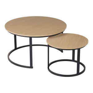 Set de 2 măsuțe de cafea Solme I, stejar/negru, 80x80x45 cm - Img 3