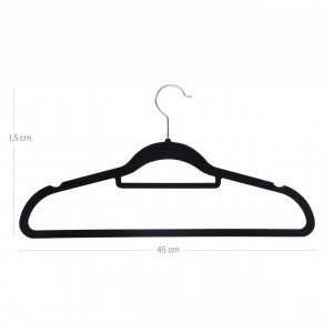 Set de 50 umerase de catifea, Songmics, Negru, 42.7x22x0.6 cm - Img 7