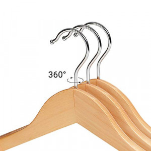 Set de 6 umerase din lemn, Songmics, Natural-Argintiu, 44.5x23.5x5.5 cm - Img 7