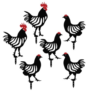 Set de accesorii metalice decorative pentru gradina Chicken Negru 24x33 cm - Img 2