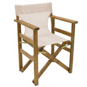 Set de gradina masa si scaune Retto 3 bucati din lemn masiv de fag culoarea nuc, PVC bej 60x60x71cm - Img 2