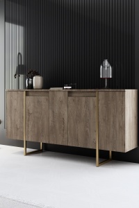 Set de mobilier pentru camera de zi Model Luxe, Nuc/Auriu - Img 3