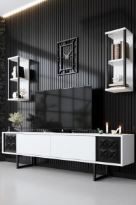 Set de mobilier pentru living Black, Alb- Negru - Img 2