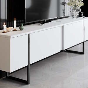 Set de mobilier pentru living Luxe, Alb Negru - Img 6
