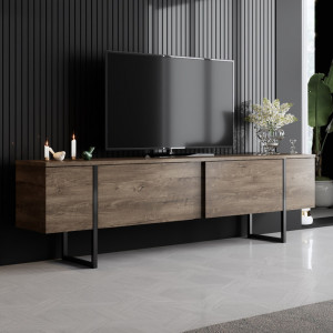Set de mobilier pentru living Luxe, Nuc- Negru - Img 5