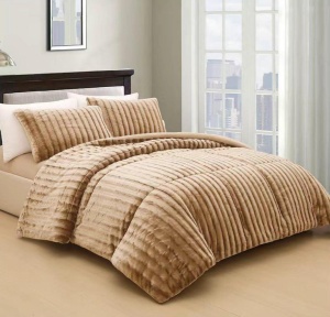 Set de pat Cocolino Veloura V2, 4 piese, pilotă de iarnă cu textură striată 3D, cearșaf cu elastic 180 × 200 cm