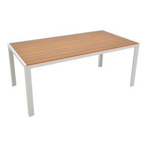Set Masa si Scaune de Exterior, 7 Piese, Model Nares-Norture, Natural/Alb, 180x90x72.5 cm - Img 4
