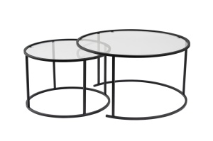 Set Masute de cafea Model Aurum 80, Negru/Transparent - Img 6