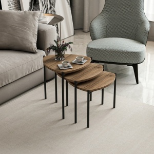 Set masute de cafea stivuibile, 3 bucati Lenny Nuc 45x45x45 cm - Img 3