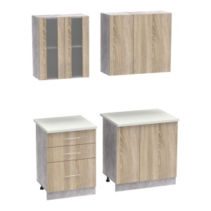 Set mobilă de bucătărie Festa III, stejar sonoma/gri deschis, 140x60x85 cm