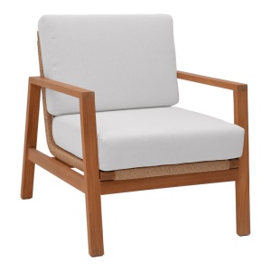 Set mobilier de grădină Doumain, 4 piese, natural/alb - Img 4