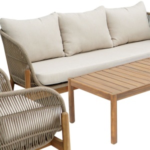 Set mobilier de grădină Verilan, 4 piese, natural/bej - Img 4